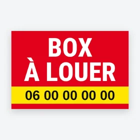 Pancarte Box à louer – modèle Bandeau jaune