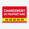 Changement de propriétaire – panneau, banderole ou adhésif – modèle Bandeau jaune