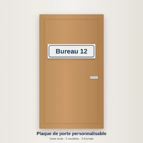 Plaque de porte personnalisable sur une porte de bureau