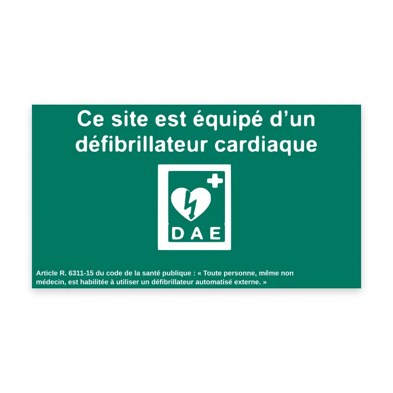 Signalétique DAE arrêté du 29 octobre 2019 – Modèle 1 – affiche d'entrée