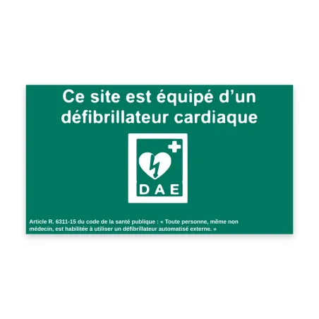 Signalétique DAE arrêté du 29 octobre 2019 – Modèle 1 – affiche d'entrée