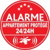 Alarme appartement protégé 24h24 (lot de 10p)-Autocollant de dissuasion-Panneaux Signalétiques