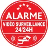Alarme vidéo surveillance 24h24 (lot de 10p)-Autocollant de dissuasion-Panneaux Signalétiques