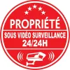 Propriété sous vidéo surveillance 24h24 (lot de 10p)-Autocollant de dissuasion-Panneaux Signalétiques