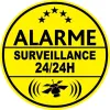 Alarme surveillance 24h24 (lot de 10p)-Autocollant de dissuasion-Panneaux Signalétiques