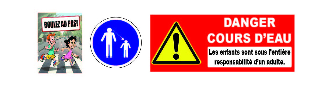 Panneau danger à proximité d'un endroit fréquenté par les enfants