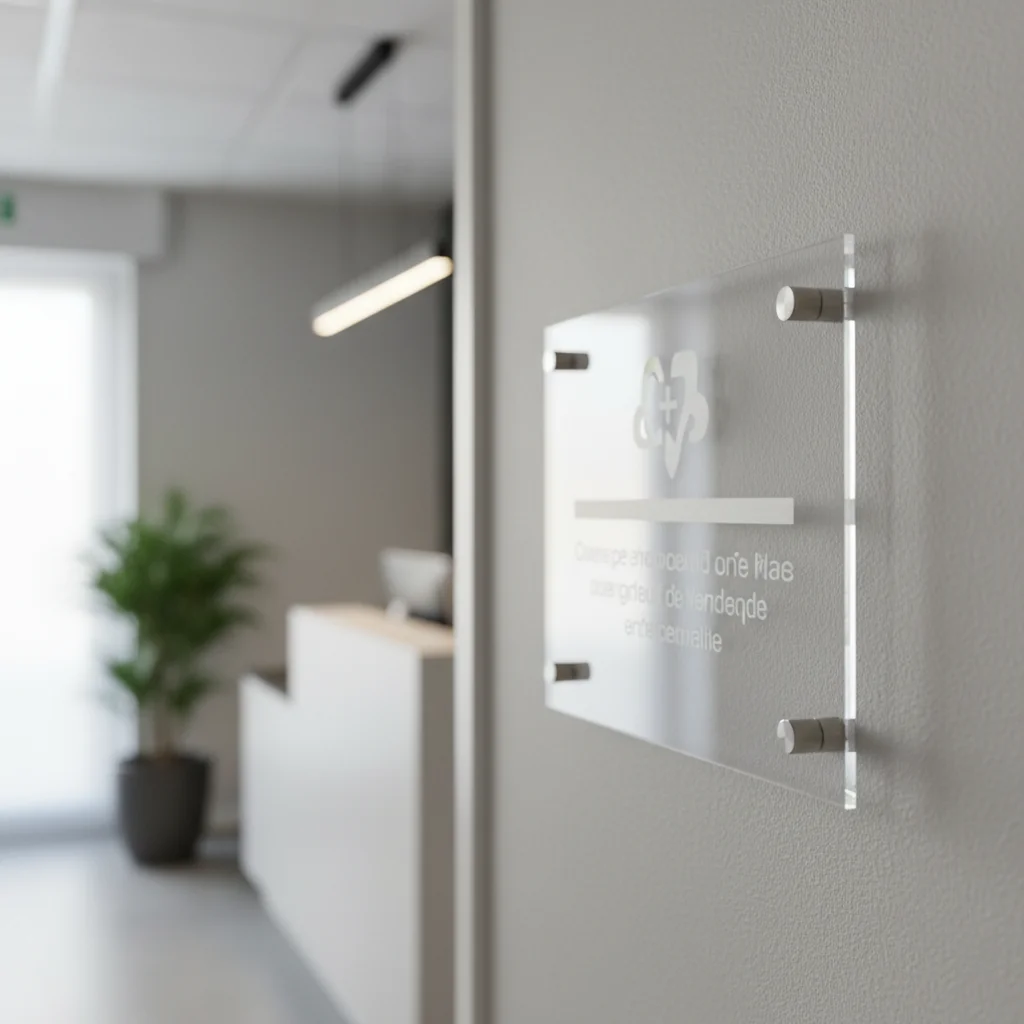 Plaque de porte personnalisée pour cabinet médical : mentions autorisées, matériau et pose